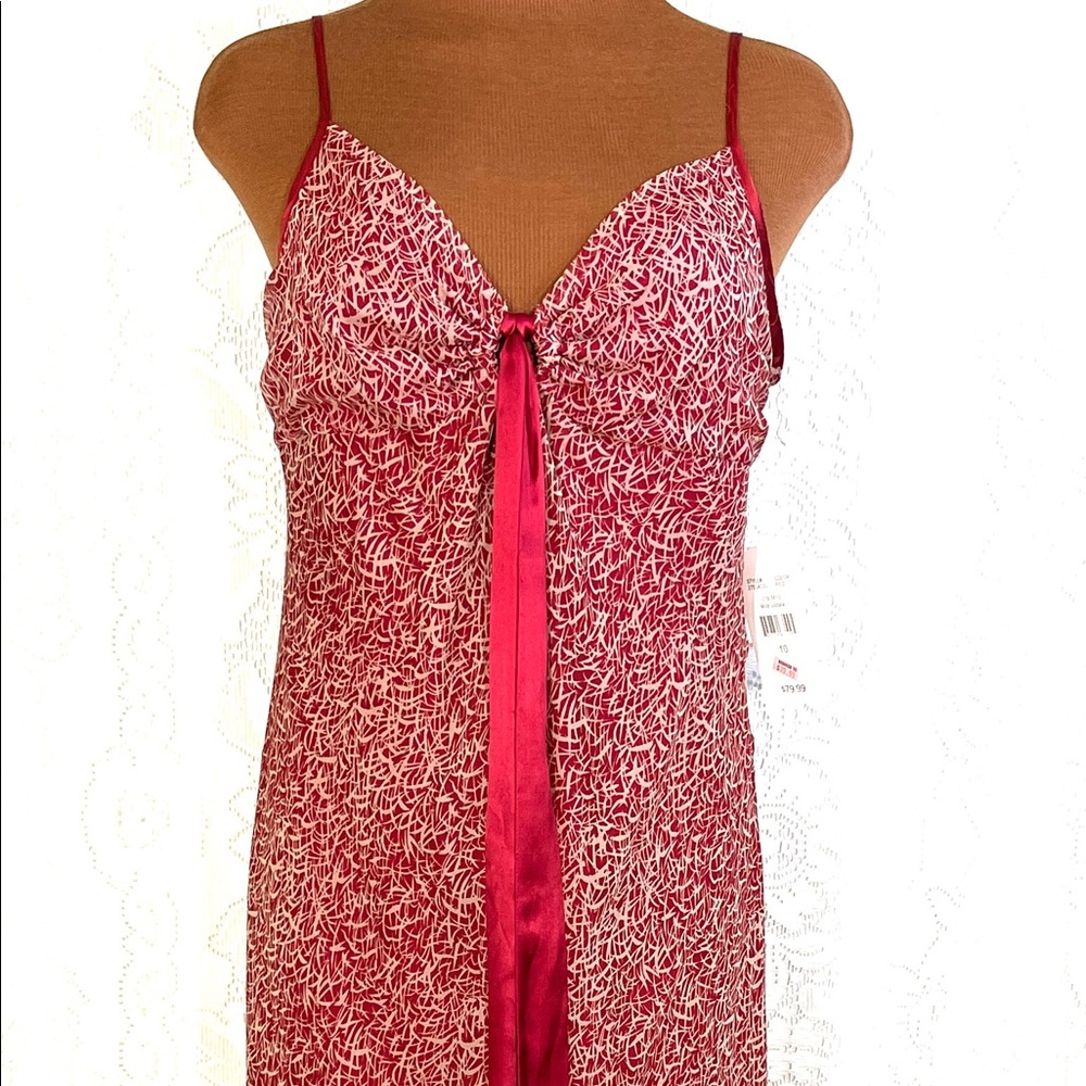 Hi Studio by Jonathan Martin Dress Sz 10 100% Silk Red/White Mix Spaghetti Strap